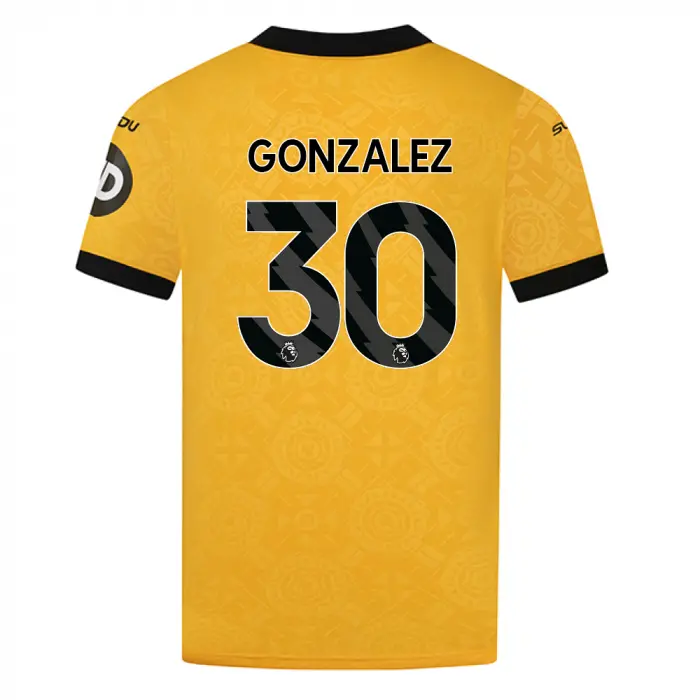 Wolverhampton Wanderers Fan Shop | 2025-26 Wolves Home Shirt – Adult GONZALEZ 30 Collection Official Wolves Fan Gear
